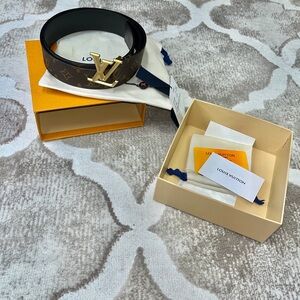 Louis Vuitton Brown and Gold Men's Belt